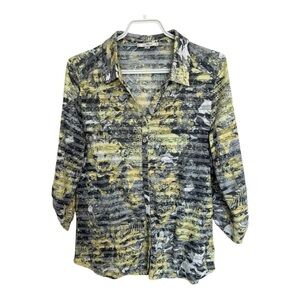 Collection Mat Women's Button-Up Top - Yellow and Gray size medium